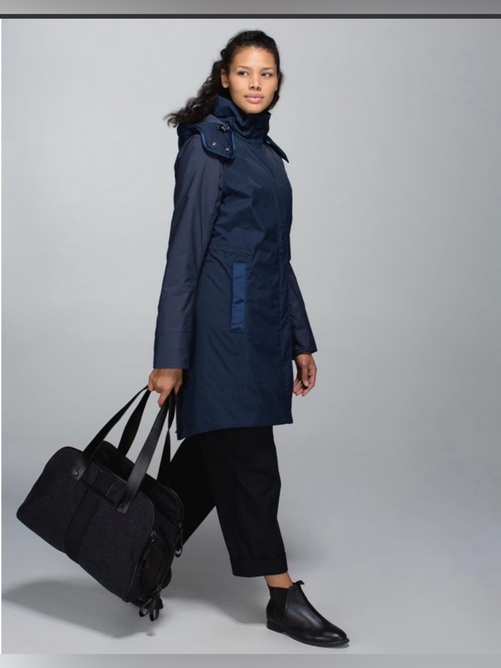 Lululemon navy blue polar parka hooded quilted warm long jacket size S